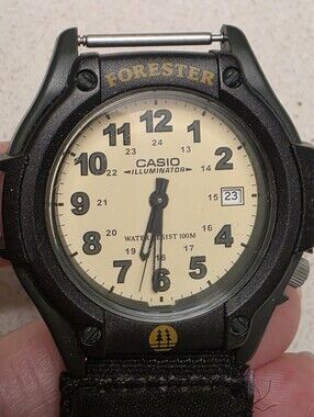 Casio Forester Black Case Beige Dial Field Watch with Date